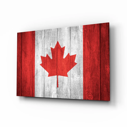 Rustic Canadian flag wall art on wooden panel canvas