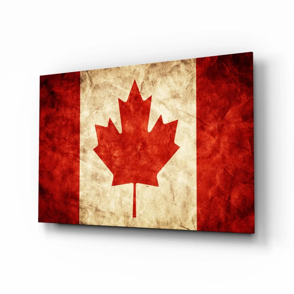 Vintage Canadian Flag Canvas Wall Art with Distressed Maple Leaf | Insigneart USA | vintageantiquesgifts.com