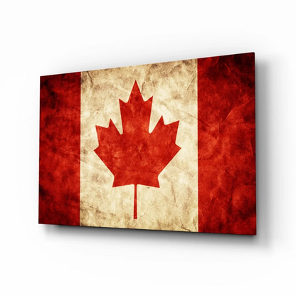 Vintage Canadian Flag Canvas Wall Art with Distressed Maple Leaf | Insigneart USA | vintageantiquesgifts.com