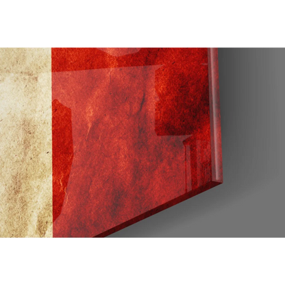 Vibrant red translucent acrylic glass wall art with marbled maple leaf