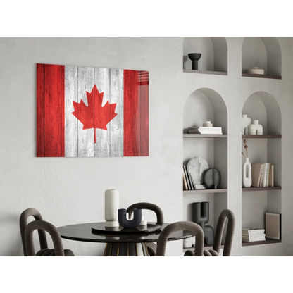 Rustic Canadian flag wall art on distressed wood panel canvas