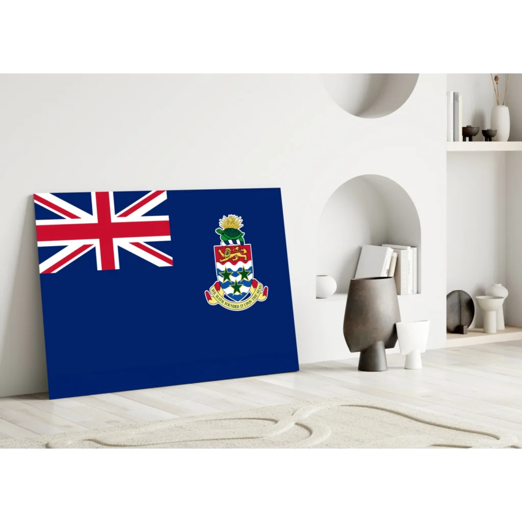 Stunning Cayman Islands flag insigne glass art print with Union Jack