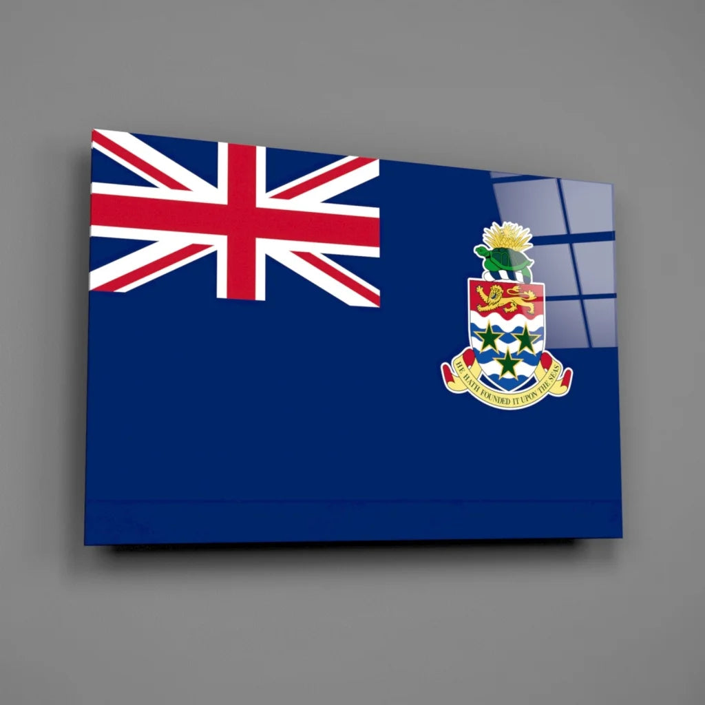 Stunning Cayman Islands flag insigne glass art print with Union Jack