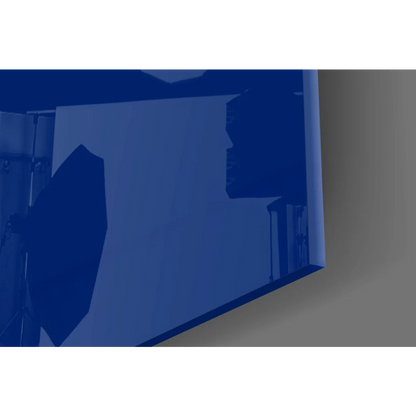 Blue reflective glass wall art of Cayman Islands flag with Union Jack