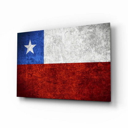 Distressed Chilean flag canvas wall art with rustic texture