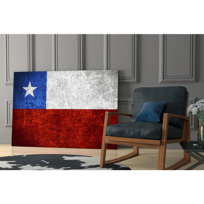 Distressed Chilean flag canvas wall art with rustic texture