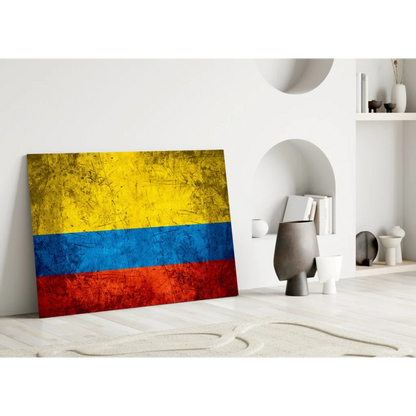 Vintage Colombian Flag Canvas Wall Art with Distressed Finish | Modern Wall Art Decor | vintageantiquesgifts.com
