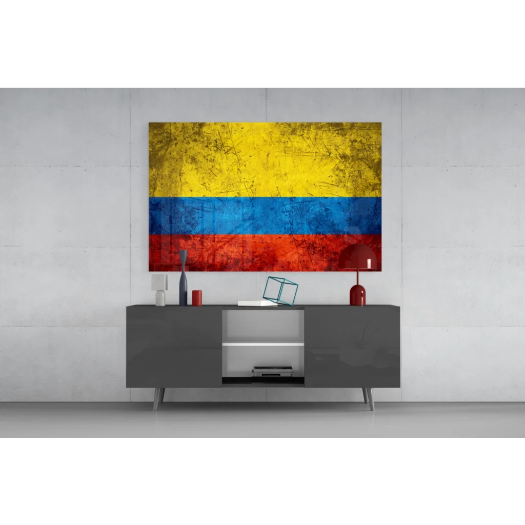 Vibrant Colombian flag wall art canvas with bold stripes