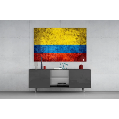 Vibrant Colombian flag wall art canvas with bold stripes