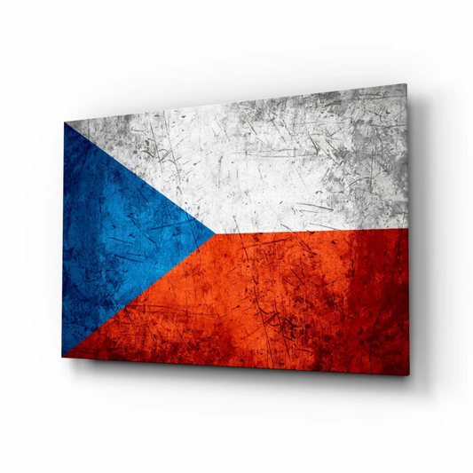 Distressed Czech flag canvas wall art with grunge texture