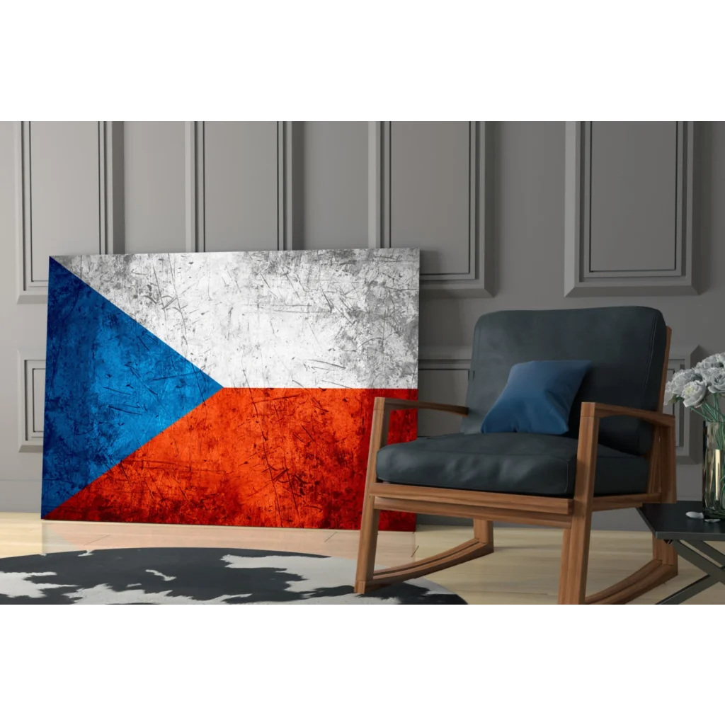 Distressed Czech flag grunge canvas wall art print