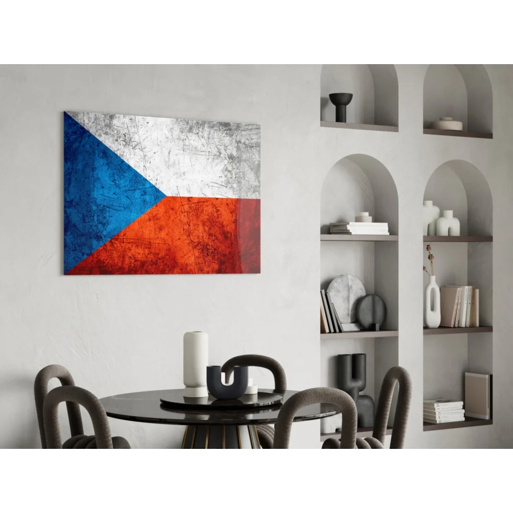 Distressed Czech flag canvas wall art with grunge texture