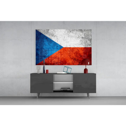 Distressed Czech flag wall art canvas with grunge texture