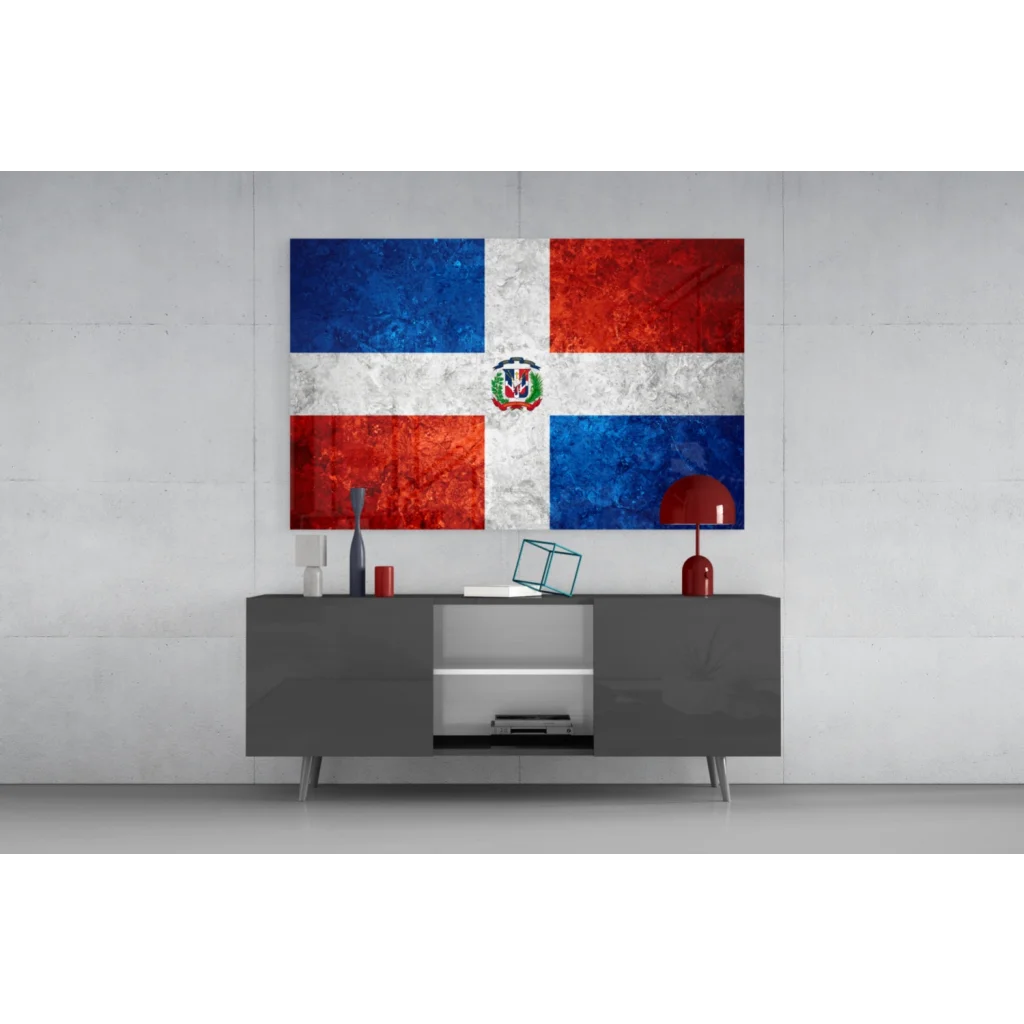 Dominican Republic flag on stunning glass wall art print