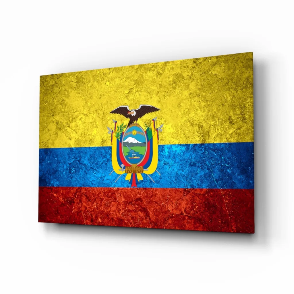 Ecuador flag metallic texture canvas wall art in yellow blue red