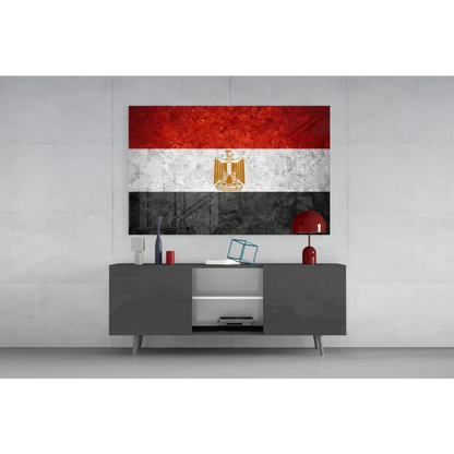 Modern Egyptian flag canvas wall art with golden eagle emblem