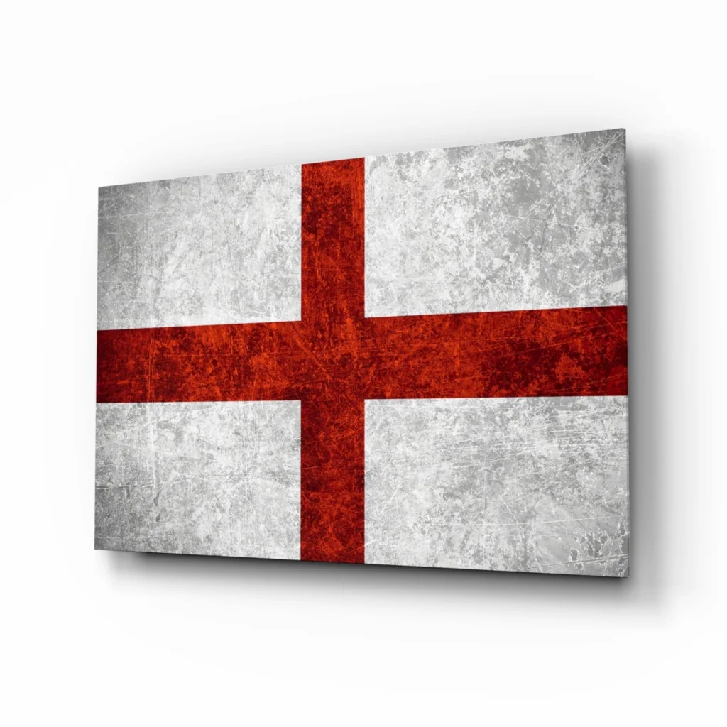 Distressed English Flag Canvas Wall Art with Bold Red Cross | Insigneart USA | vintageantiquesgifts.com