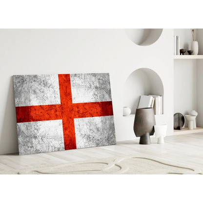 Distressed English flag canvas wall art with metallic finish