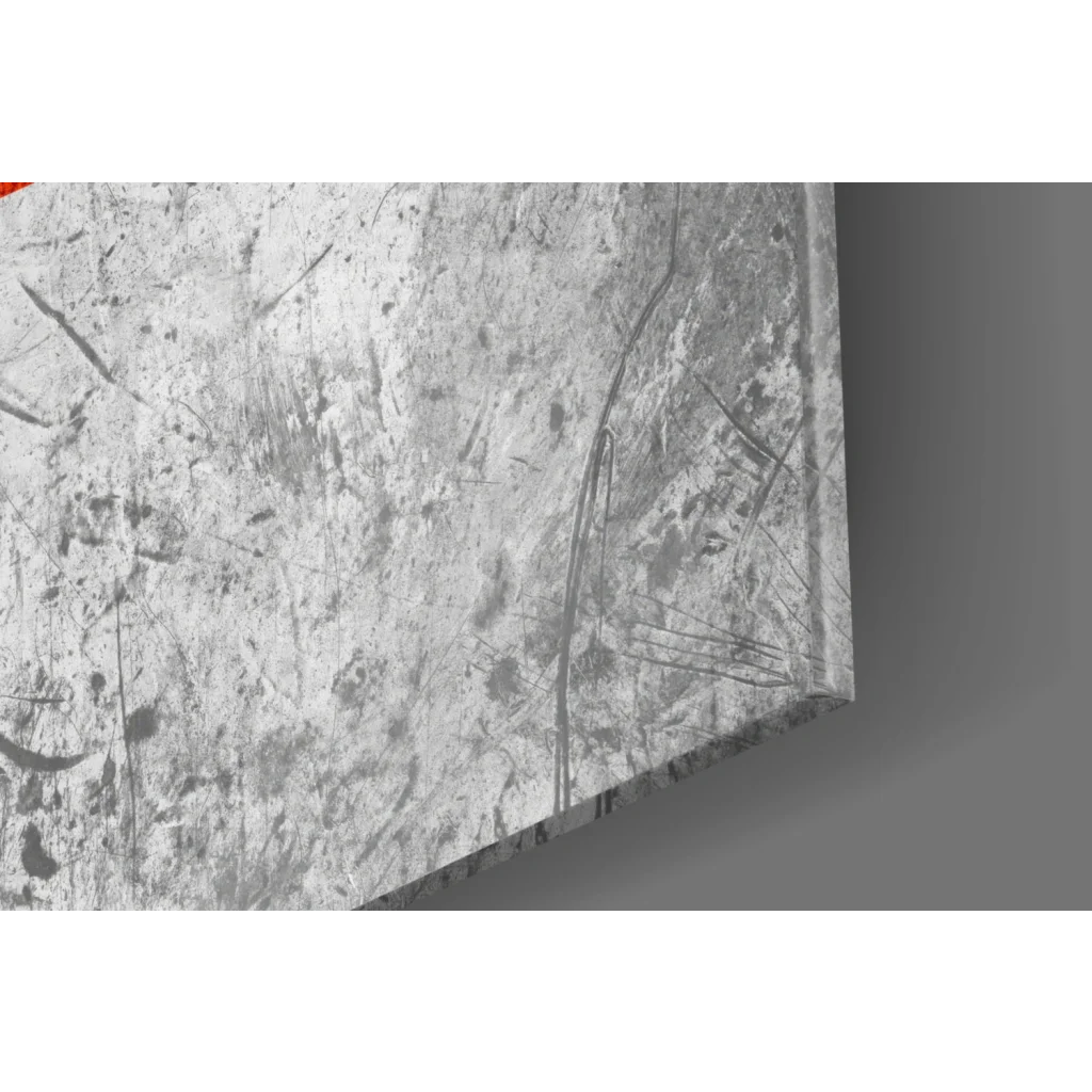 Distressed concrete texture wall art with cracks and metallic finish