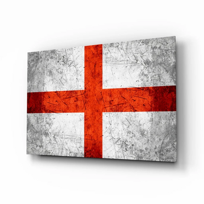 Distressed English flag canvas wall art with metallic textured finish