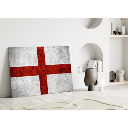 Distressed English Flag Canvas Wall Art with Bold Red Cross | Modern Wall Art Decor | vintageantiquesgifts.com