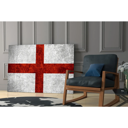 Distressed English flag canvas wall art with bold red cross