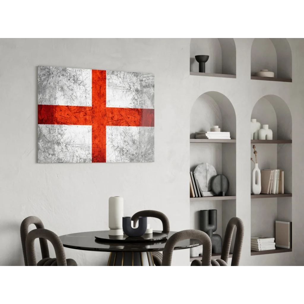 Distressed English flag canvas wall art with metallic finish
