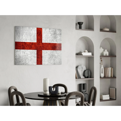 Distressed English flag canvas wall art with bold red cross