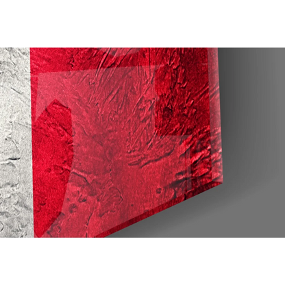 Vibrant red textured glass wall art panel in bold French flag style