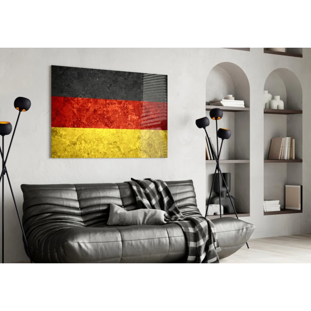 Distressed German flag wall art canvas print with bold stripes