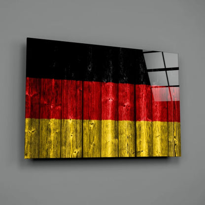 Rustic German Flag Canvas Wall Art with Wood Grain Texture | Glass Wall Art Print | vintageantiquesgifts.com