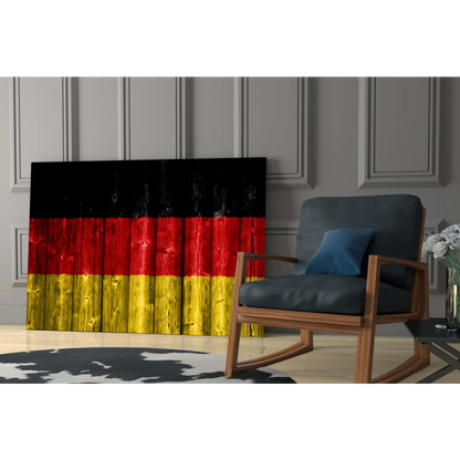 Rustic German flag canvas wall art with wood grain texture