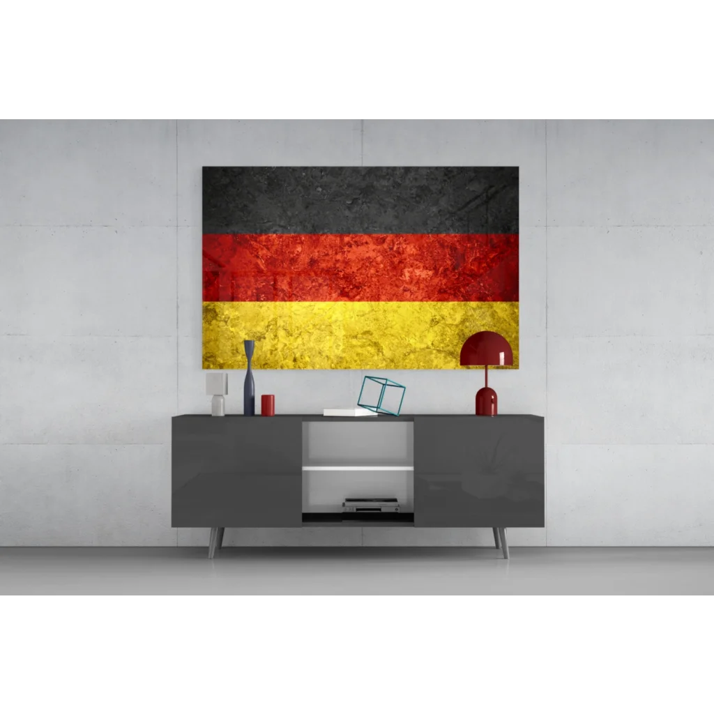 Distressed German flag canvas wall art with metallic finish