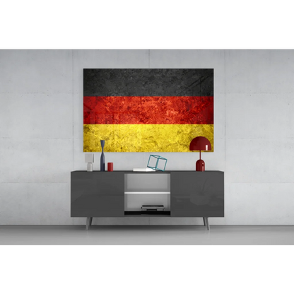 Distressed German flag canvas wall art with metallic finish