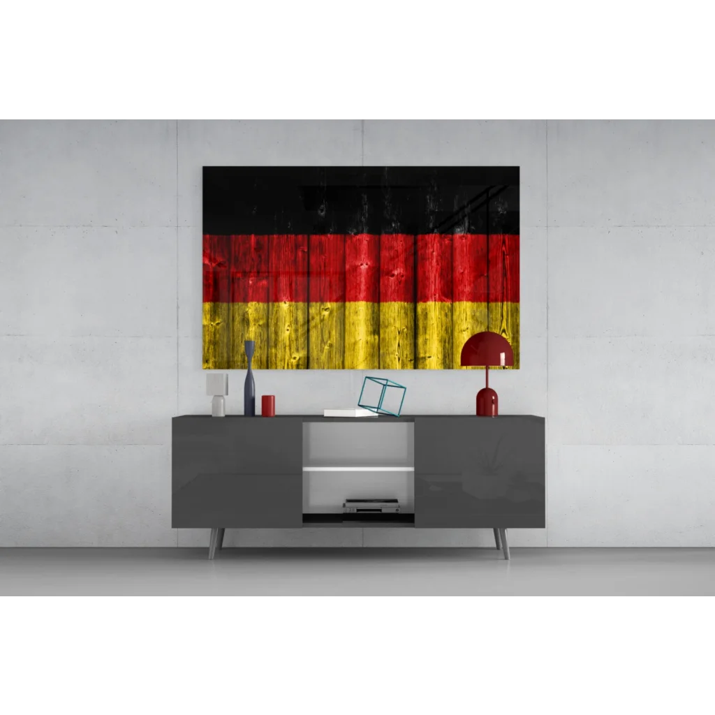 Rustic German flag wall art on wood grain canvas