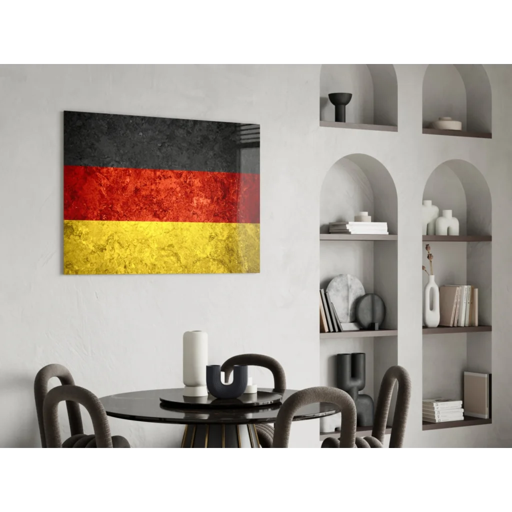 Distressed German flag wall art canvas print with bold stripes