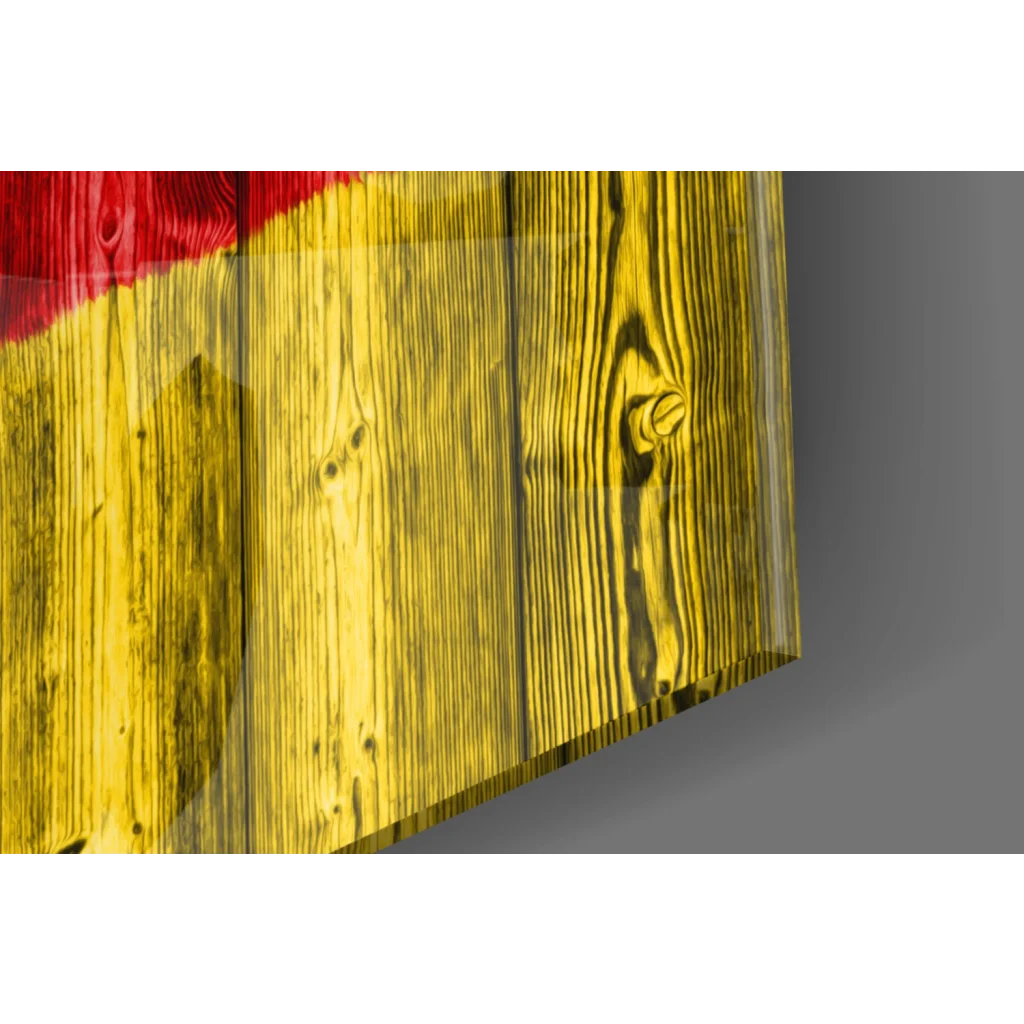 Rustic German flag wall art on yellow wood-grain panel with red accent