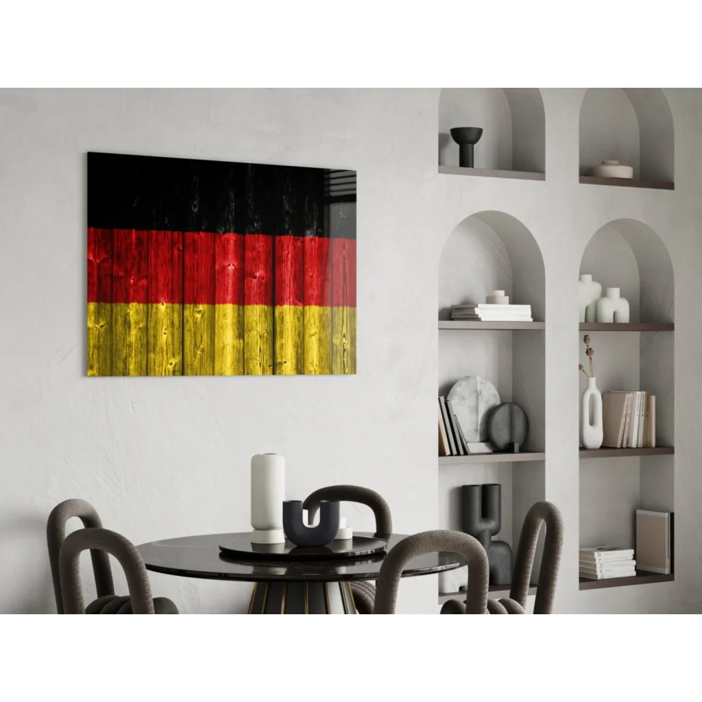 Rustic German flag wall art on wooden panel canvas