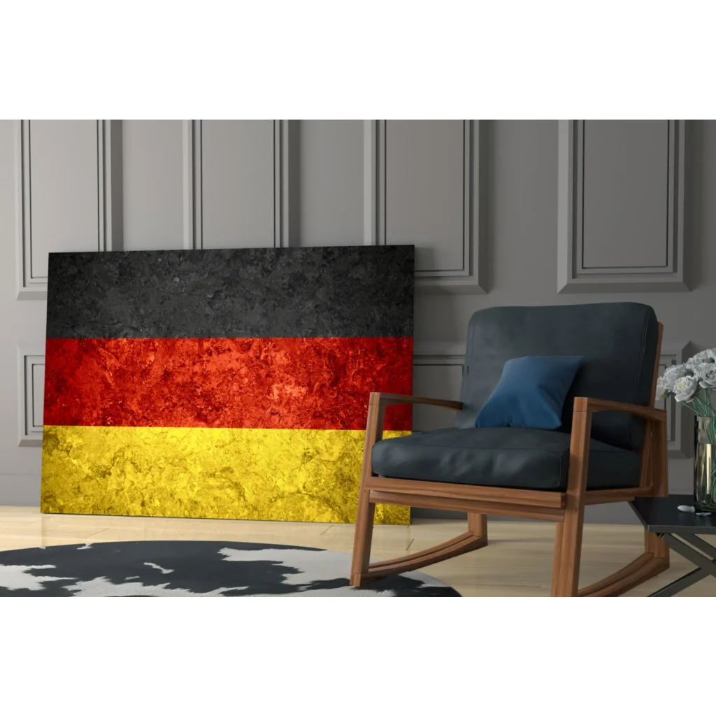 Distressed German flag canvas wall art with metallic finish