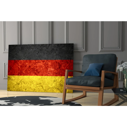 Distressed German flag canvas wall art with metallic finish