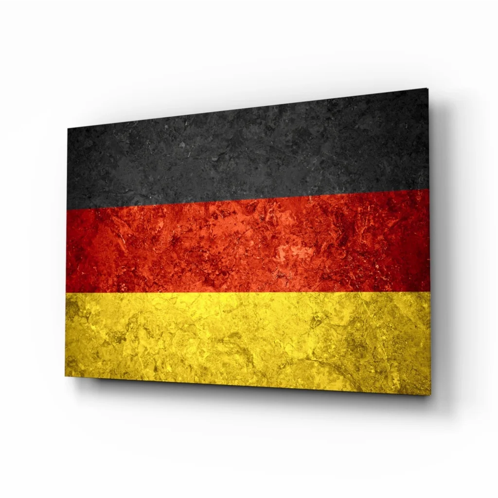 Distressed German flag canvas wall art with black red gold stripes