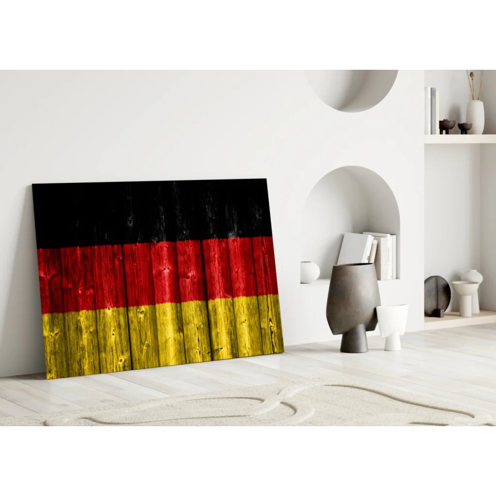 Rustic German Flag Canvas Wall Art with Wood Grain Texture | Modern Wall Art Decor | vintageantiquesgifts.com