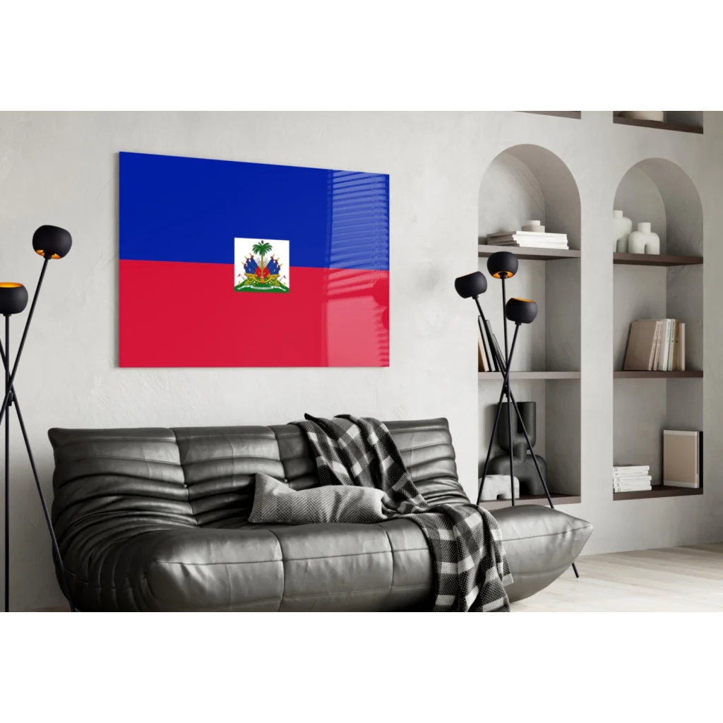 Stunning Haitian flag glass wall art canvas print
