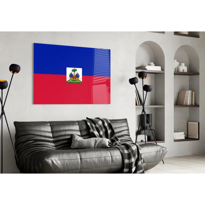 Stunning Haitian flag glass wall art canvas print