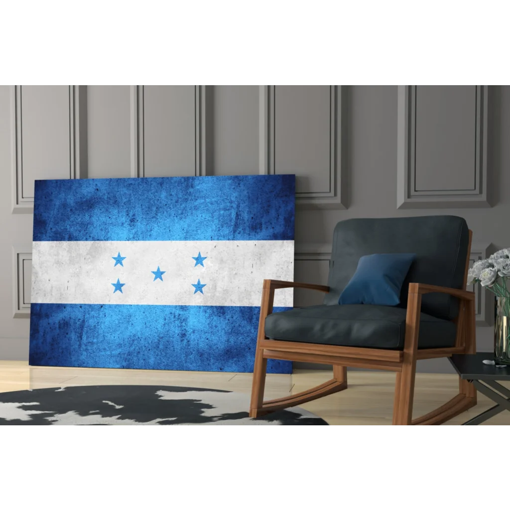 Distressed Honduras flag glass wall art print