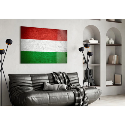 Vintage Hungarian Flag Canvas Wall Art with Distressed Texture | Contemporary Home Wall Art | vintageantiquesgifts.com