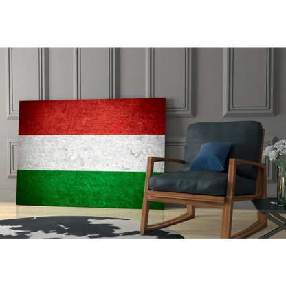 Vintage Hungarian flag canvas wall art with distressed texture