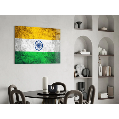 Vintage distressed Indian flag canvas wall art with weathered texture