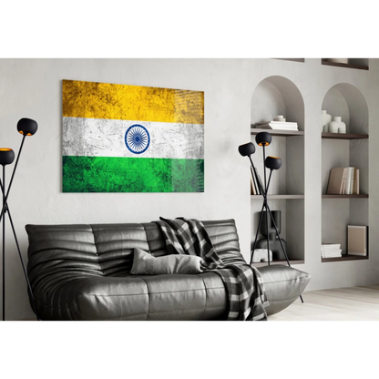 Vintage Indian Flag Canvas Wall Art with Distressed Finish | Contemporary Home Wall Art | vintageantiquesgifts.com