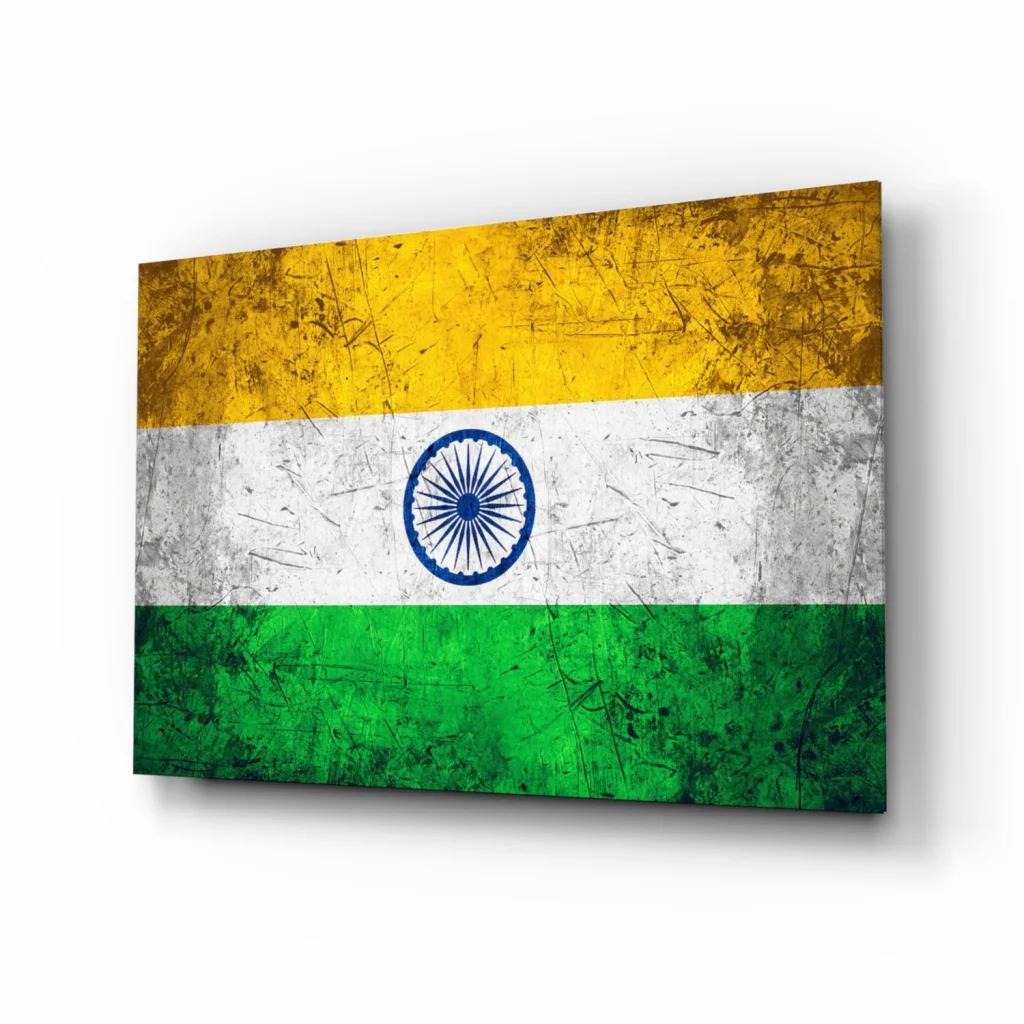 Vintage Indian Flag Canvas Wall Art with Distressed Finish | Insigneart USA | vintageantiquesgifts.com